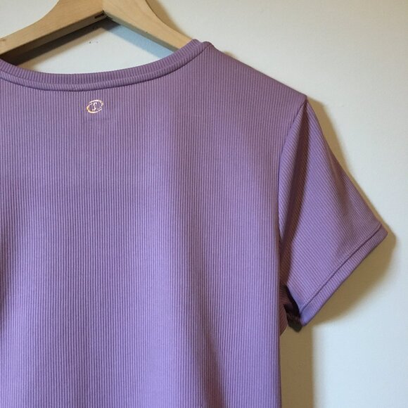 Spalding Lavender Ribbed Twist Hem Short Sleeve Sports Top - Picture 5 of 14